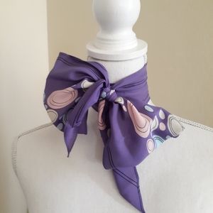VTG 1960's Vera Neumann ponytail/neck scarf/purple with pastel polka dots